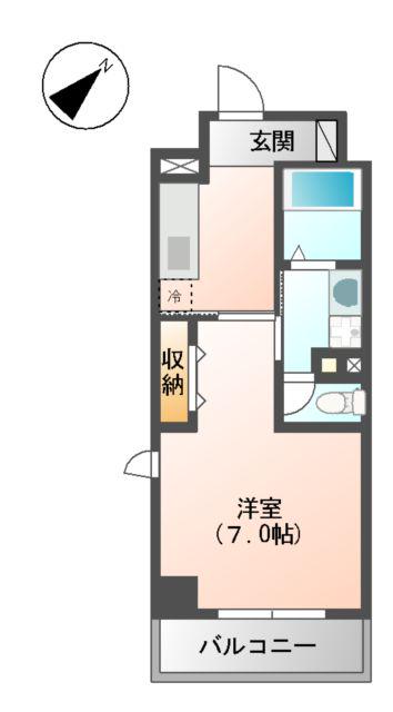 アンゼリカ(1K/4階)の間取り写真