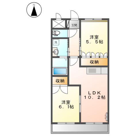 トワ エ・シャロム(2LDK/2階)の間取り写真