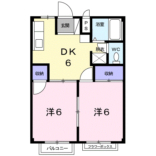 シティハイツサイトー(2DK/2階)の間取り写真