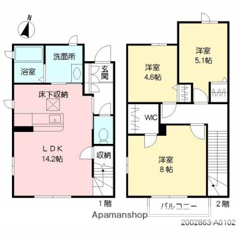 ディアコート高崎(3LDK/1階)の間取り写真
