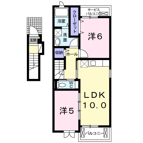 フェリーチェ・ルミナス(2LDK/2階)の間取り写真