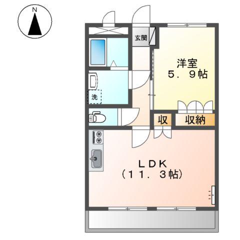 カーサ・ベルデB(1LDK/1階)の間取り写真