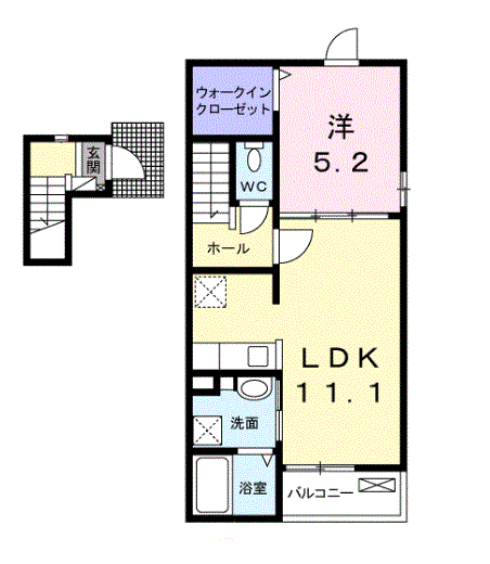 グランシーダ ルーツ(1LDK/2階)の間取り写真