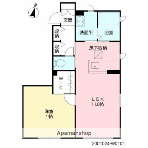 アイテラス ウエスト(1LDK/1階)の間取り写真