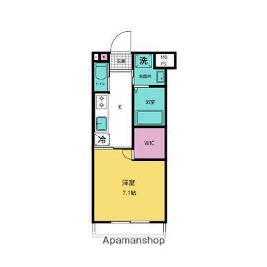 OASIS(1K/1階)の間取り写真