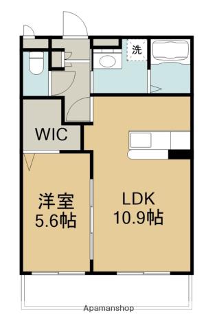 ユーミーマンション別府石垣2ND(1LDK/4階)の間取り写真