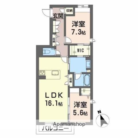 クレインⅣ(2LDK/2階)の間取り写真