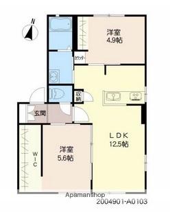 トレボー ジャルダン(2LDK/1階)の間取り写真