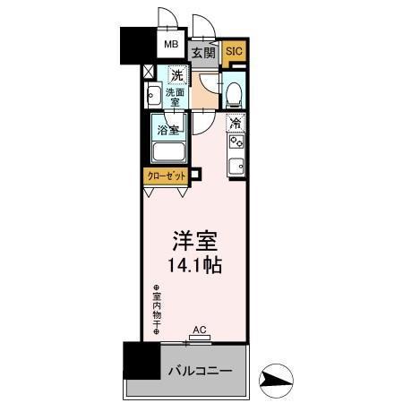 PARK AVENUE イースト(ワンルーム/4階)の間取り写真