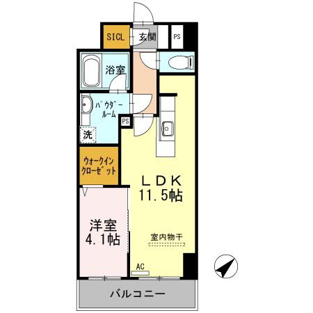 アルカーサル大道(1LDK/5階)の間取り写真