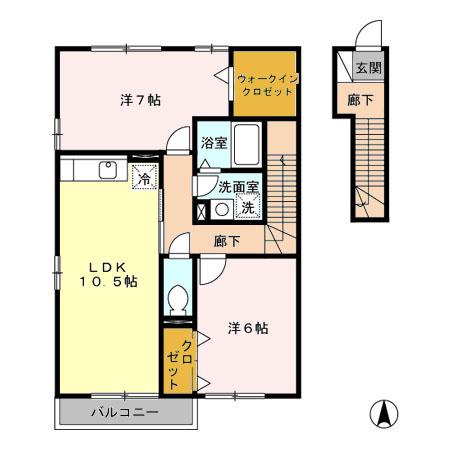ファミーリェ(2LDK/2階)の間取り写真