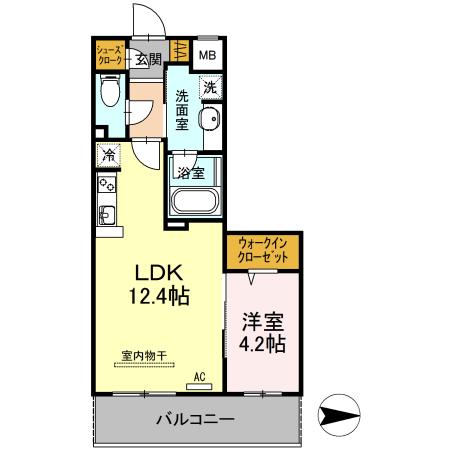 DIMORARE(1LDK/2階)の間取り写真