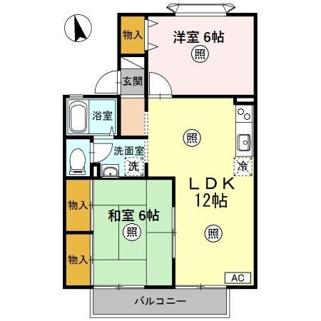 リバーサイド森町Ⅱ(2LDK/2階)の間取り写真