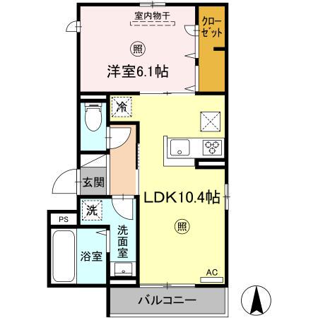エクセレンス王子西(1LDK/1階)の間取り写真