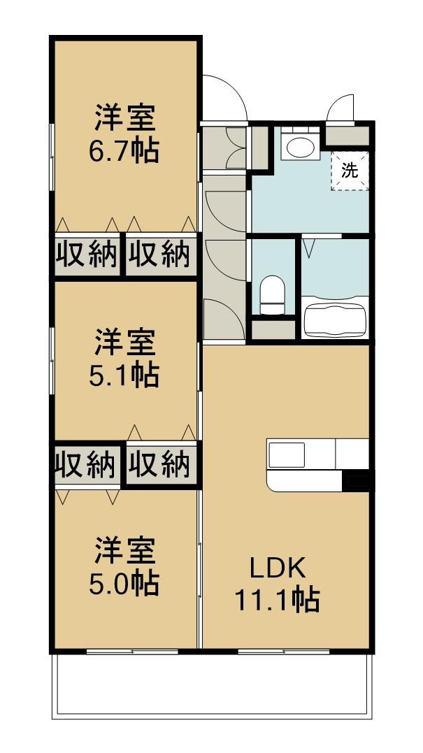 BERRYTS大在(3LDK/2階)の間取り写真