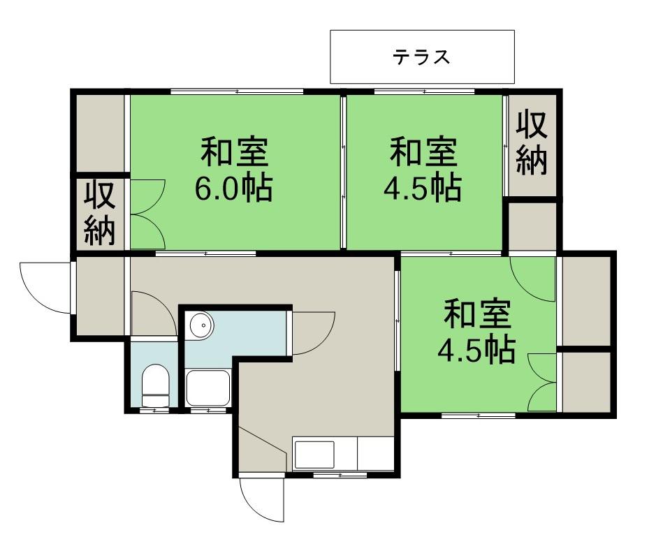 日豊本線 大分駅 徒歩30分 1階建 築51年(3K)の間取り写真