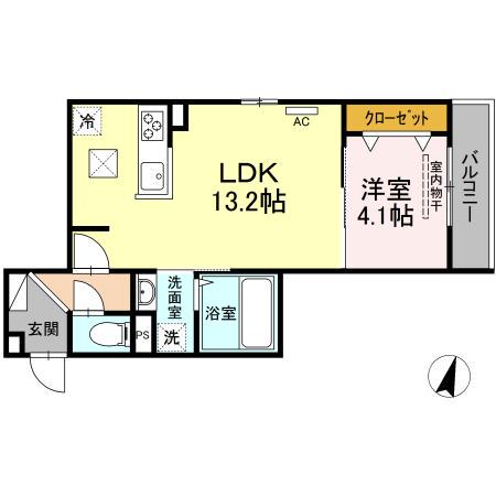 PREMILIFE錦町(1LDK/1階)の間取り写真