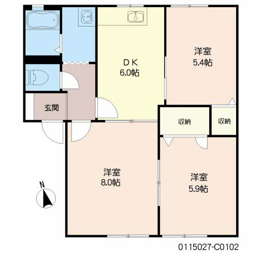 パークサイド久野 3(3DK/1階)の間取り写真