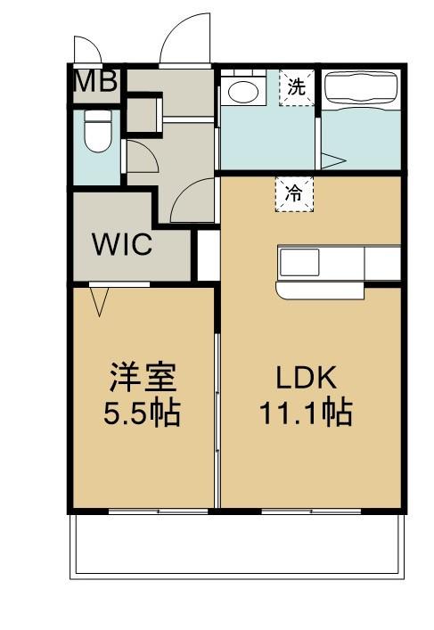 ユーミーなでしこ2(1LDK/3階)の間取り写真