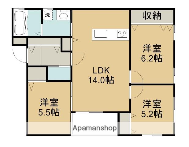 JB錦町BROCADE(3LDK/3階)の間取り写真