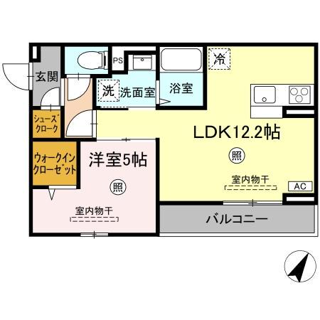 CHERIE MAISON明野(1LDK/3階)の間取り写真