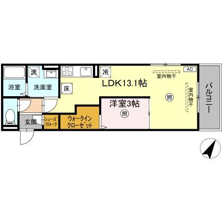 CHERIE MAISON明野(1LDK/1階)の間取り写真