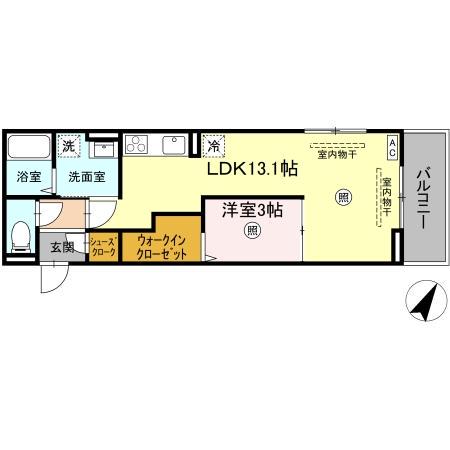 CHERIE MAISON明野(1LDK/3階)の間取り写真