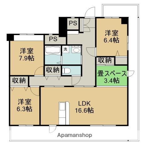 SEAGARDEN船小路(3LDK/9階)の間取り写真