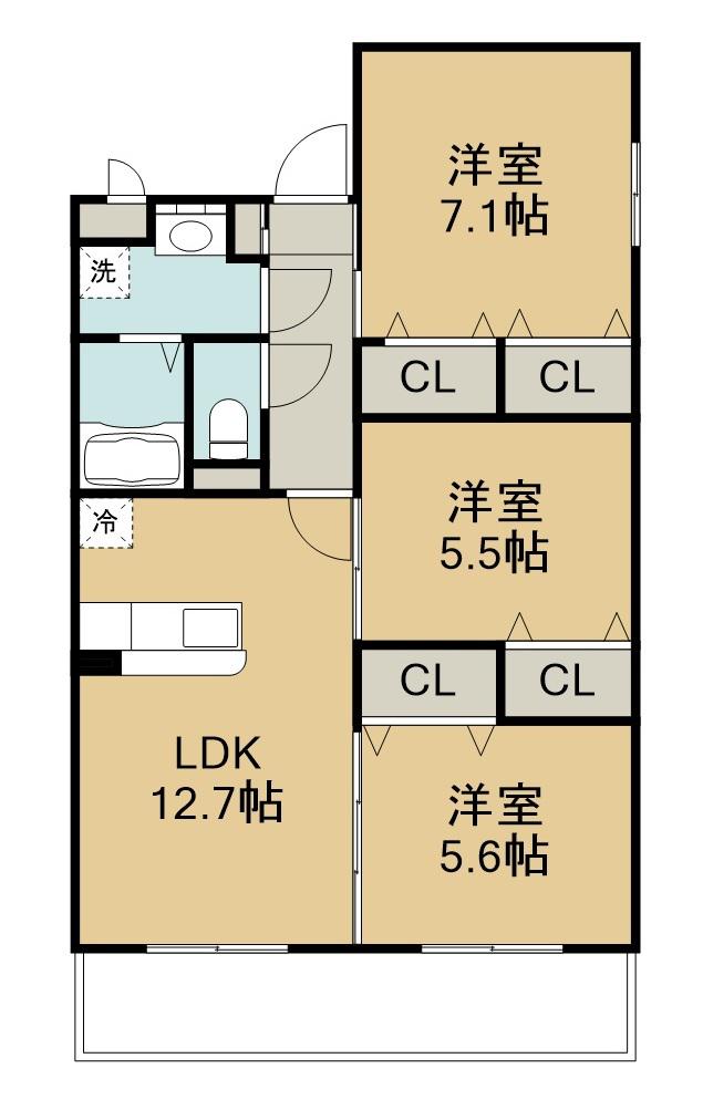 HALELEA小池原(3LDK/5階)の間取り写真