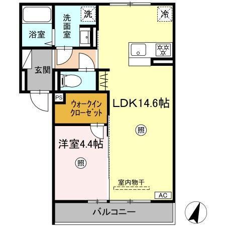 MERCI HAYA(1LDK/2階)の間取り写真