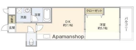 レスコ中島参番館イースト(1DK/1階)の間取り写真