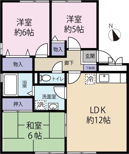 エスポワールシオン21(3LDK/2階)の間取り写真