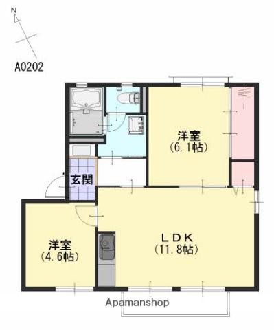 コンフォートHAMA(2LDK/2階)の間取り写真