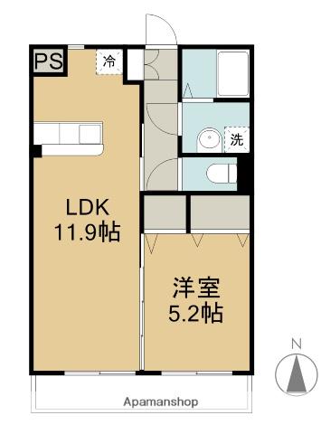 ユーミー奥田(1LDK/2階)の間取り写真