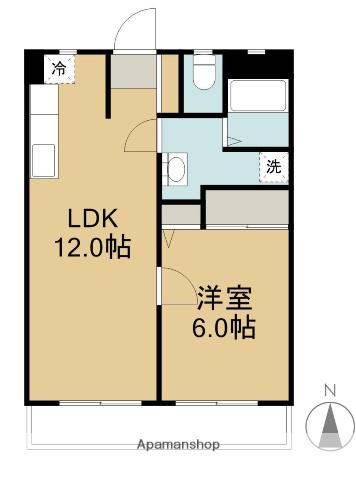 TONEビル(1LDK/4階)の間取り写真