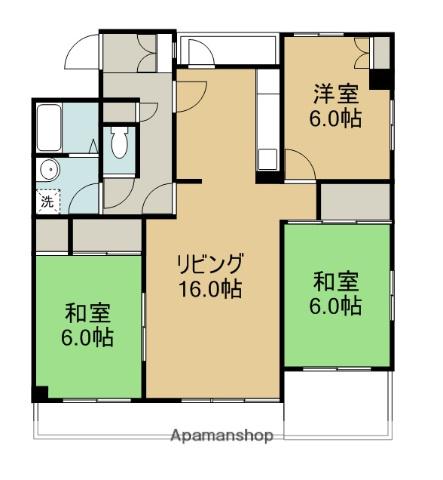 サザンブライト城南(3LDK/3階)の間取り写真