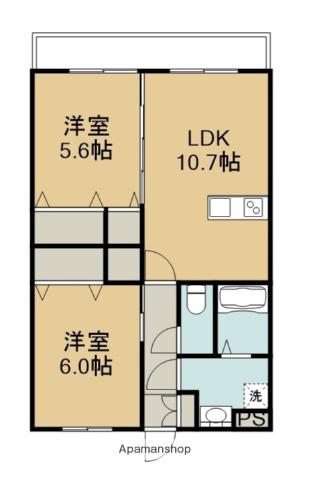 キャピタルマンション(2LDK/3階)の間取り写真