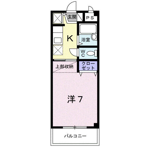 リブェール上野(1K/2階)の間取り写真