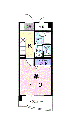 CITYLIFEKAKU(1K/2階)の間取り写真