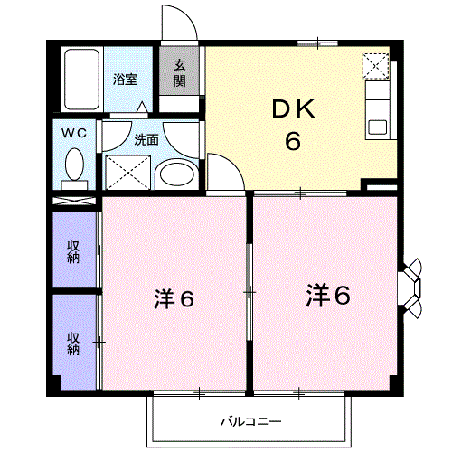 パルハイム(2DK/2階)の間取り写真