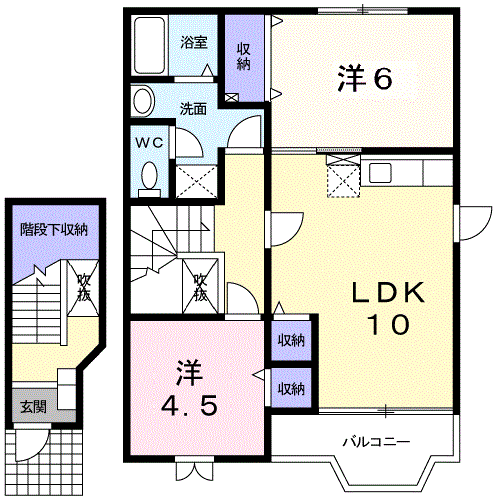 グローリア・H(2LDK/2階)の間取り写真