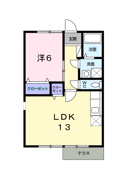 ステラ猪野(1LDK/1階)の間取り写真
