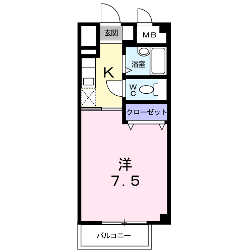 アクシスⅡ(1K/1階)の間取り写真