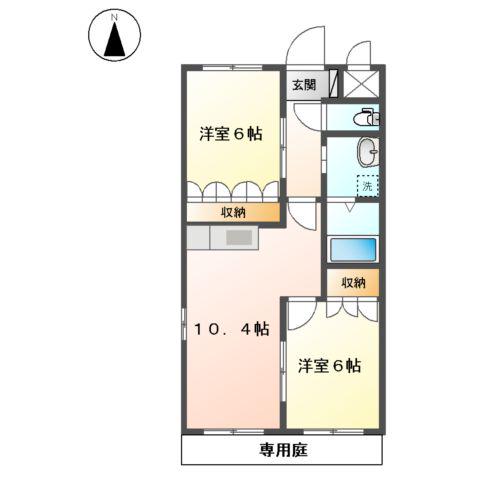 ルーラル1(2LDK/1階)の間取り写真
