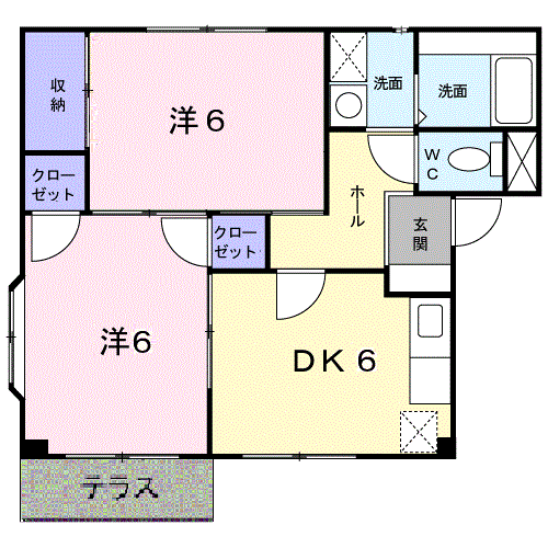 サンライズ小池原(2DK/1階)の間取り写真