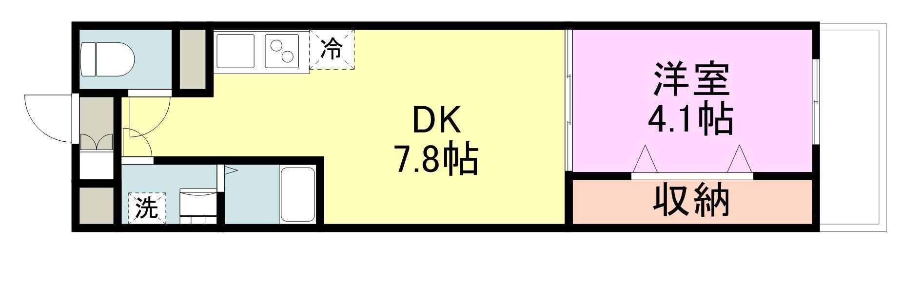 ハピネスⅢ(1DK/3階)の間取り写真