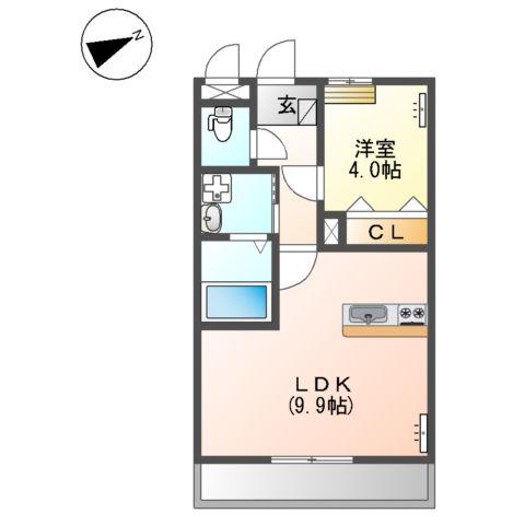 フレ・アジュール(1LDK/2階)の間取り写真