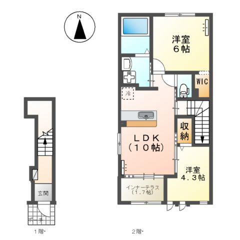 モンテ・ピアーノⅡ(2LDK/2階)の間取り写真