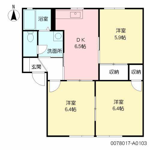 ディアス三川 A(3DK/1階)の間取り写真