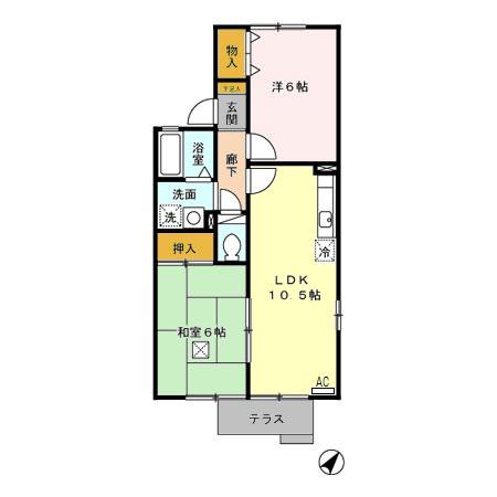 リブェールけやき1(2LDK/1階)の間取り写真